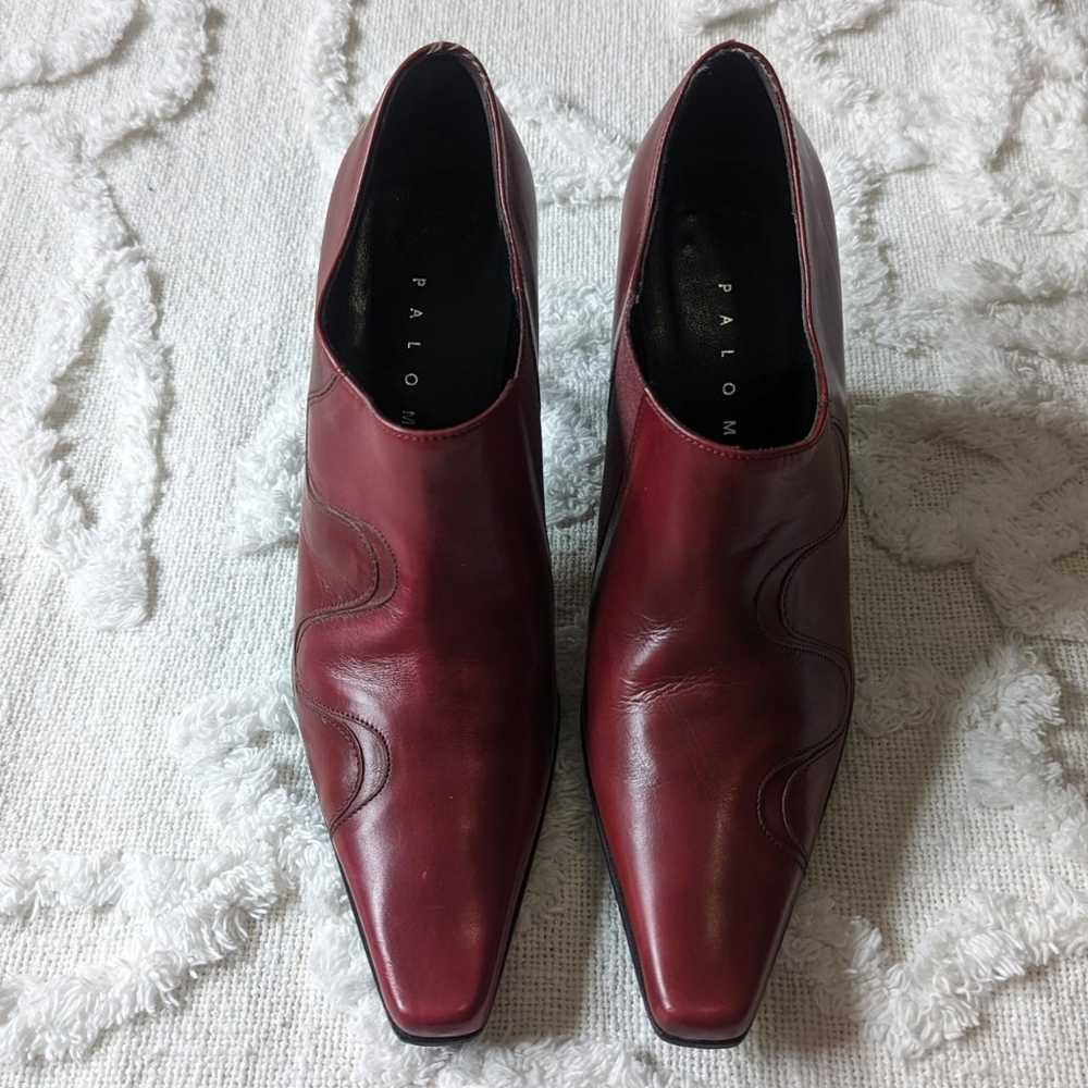 Paloma Vero Cuoio Burgundy Westen style booties, size 8